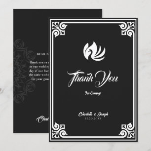 Moderne Art Deco White Swan Wedding Dankeskarte