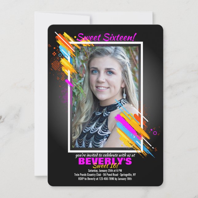 Moderne Art Frame Foto Einladung (Vorderseite)