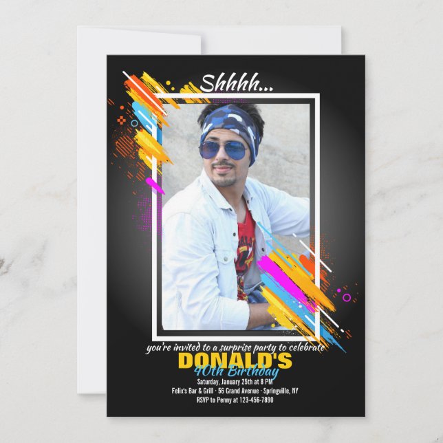 Moderne Art Frame Foto Einladung (Vorderseite)