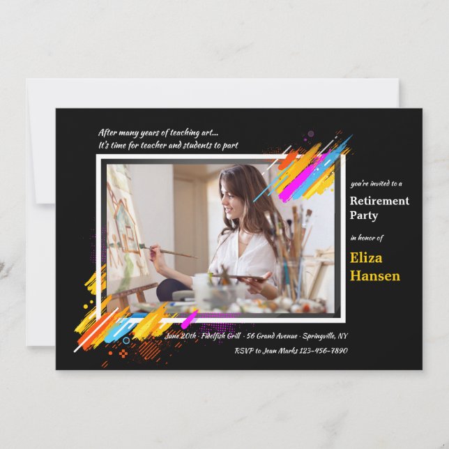 Moderne Art Frame Foto Pensionierung Einladung (Vorderseite)