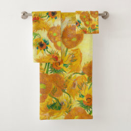 Moderne Art Gelb Orange Sonnenblumen Ölgemälde Badhandtuch Set