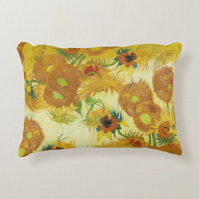 Moderne Art Gelb Orange Sonnenblumen Ölgemälde Dekokissen (Vorderseite)