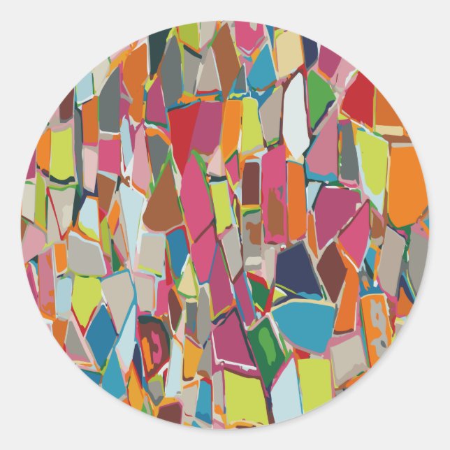 Moderne Art Geometric Deko Mehrfarbig Runder Aufkleber (Vorderseite)
