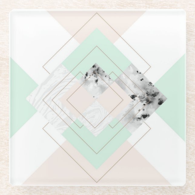 Moderne Art-geometrischer Entwurf Glasuntersetzer (Vorderseite)