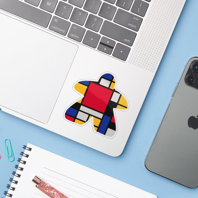Moderne Art Meeple Vinyl Sticker (Laptop mit iPhone)
