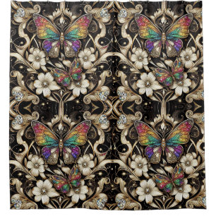 Moderne Art Nouveau Regenbogen Schmetterling Duschvorhang