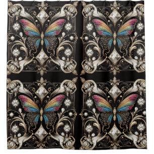 Moderne Art Nouveau Regenbogen Schmetterling Duschvorhang