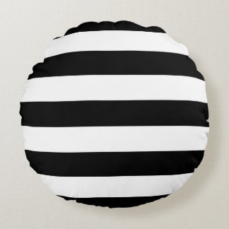 Moderne Art-Schwarzweiss-Streifen Rundes Kissen