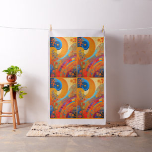 Moderne Art Sun & Blume Cheater Quilt oder Nähen Stoff