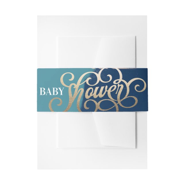 Moderne Art Überraschung Boy Gold Lettering Baby D Einladungsbanderole (Vorderseite Beispiel)