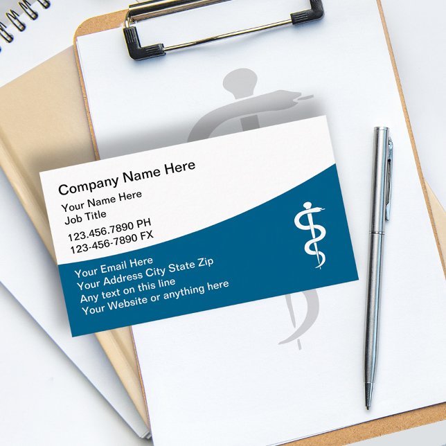Moderne Asclepius Rod Medical Theme Business Cards Visitenkarte (Von Creator hochgeladen)