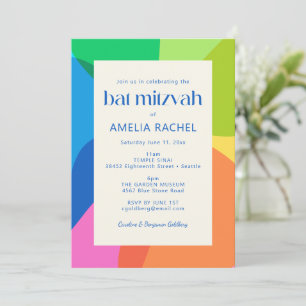 Moderne ästhetische Bat Mitzwa Farbige Geometrie Einladung