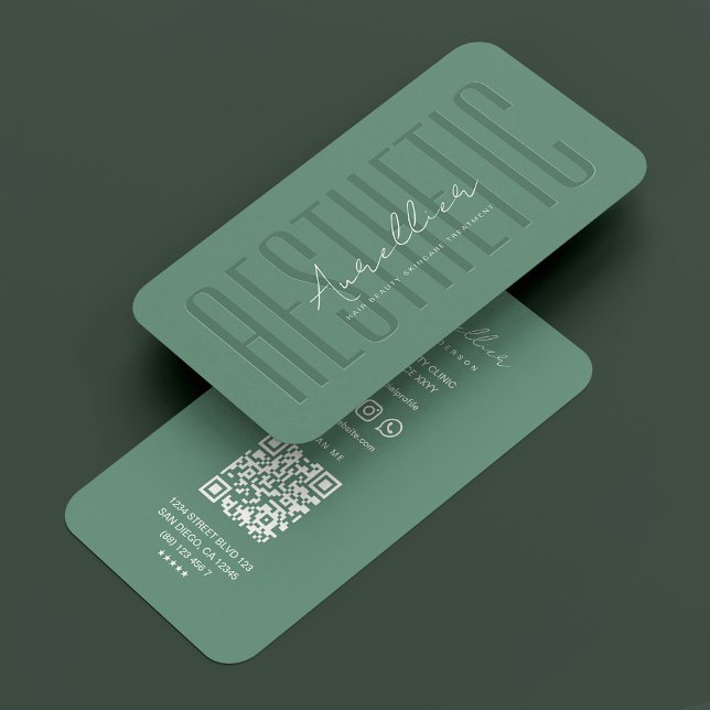 Moderne ästhetische Kosmetik Dusty Aquamarin Beaut Visitenkarte (Modern Aesthetic Cosmetic Dusty Teal Beautician Business Card
)