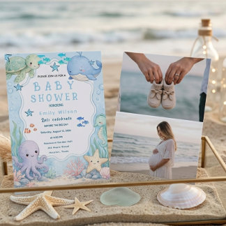 Moderne Ästhetische Strand-Baby-Shower-Einladung Einladung