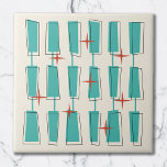 Moderne Atomblöcke Aquamarin, Creme, Rot Fliese<br><div class="desc">Atomzeitalter Mitte Jahrhundert Modernes Design. Freuen Sie sich auf ein fröhliches Design mit funky und farbenfrohen Blöcken und Sternen. Ideal für Retro- und Vintage Stilfans.</div>