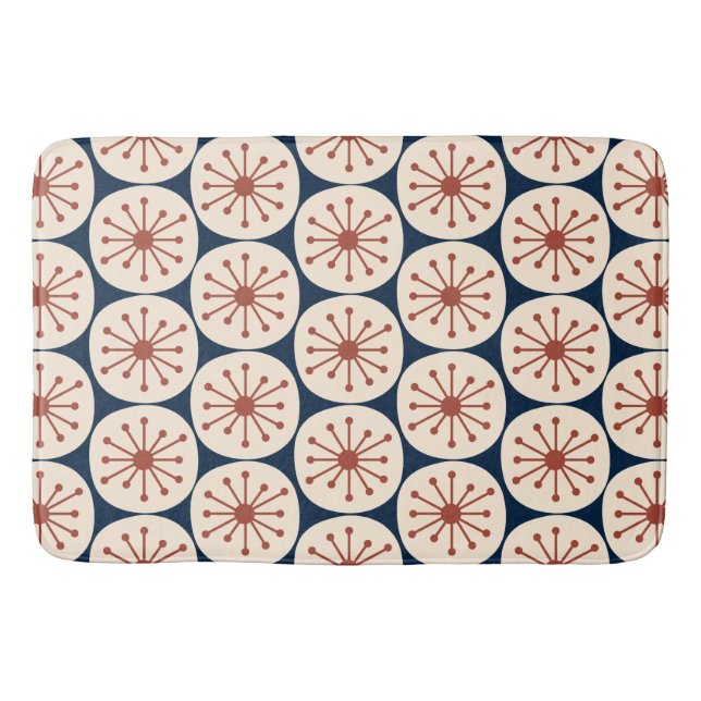 Moderne Atomdots-Retro-Muster Mitte des Jahrhunder Badematte (Vorderseite)