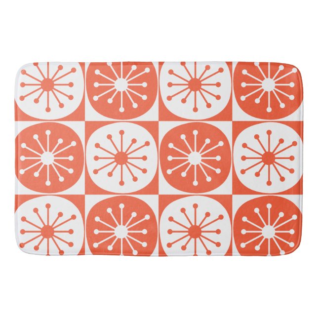 Moderne Atomdots-Retro-Muster Mitte des Jahrhunder Badematte (Vorderseite)