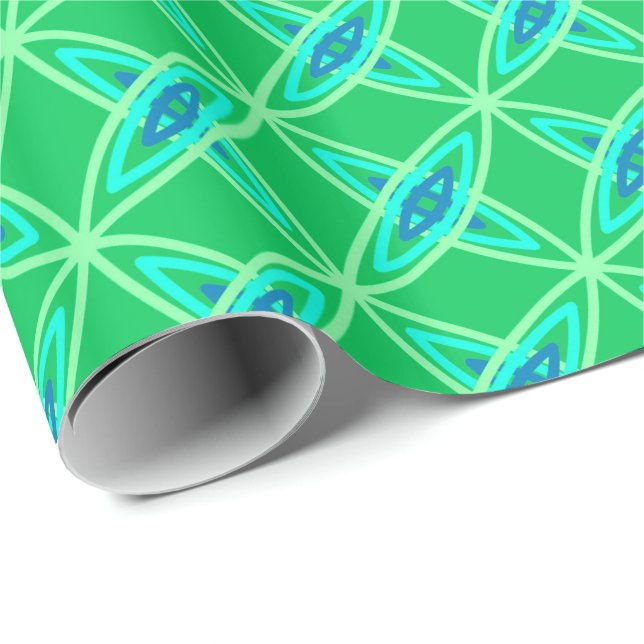 Moderne Atomdrucke Mitte des Jahrhunderts - Jade G Geschenkpapier (Rolleneckpunkt)