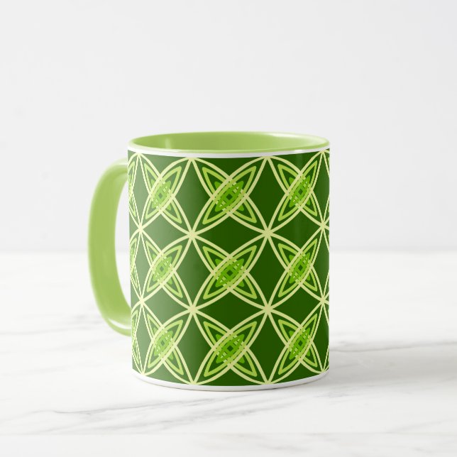 Moderne Atomdrucke Mitte des Jahrhunderts - Oliven Tasse (Vorderseite Links)