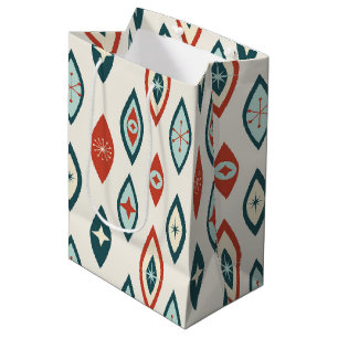 Moderne Atomformen, rot, Aqua, Aquamarin Mittlere Geschenktüte