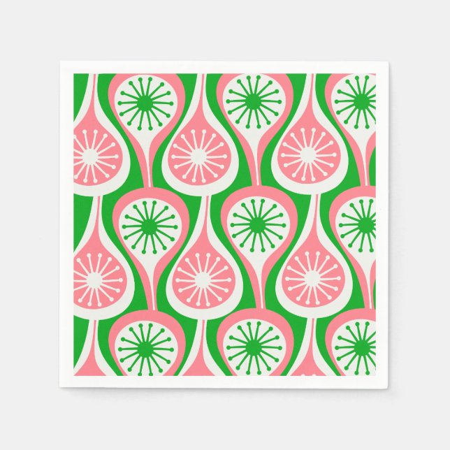Moderne Atomsprengmuster aus dem Mittelalter pink  Serviette (Vorderseite)