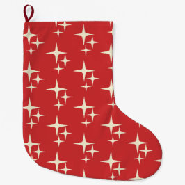 Moderne Atomstars Retro Red Cream Mitte des Jahrhu Großer Weihnachtsstrumpf