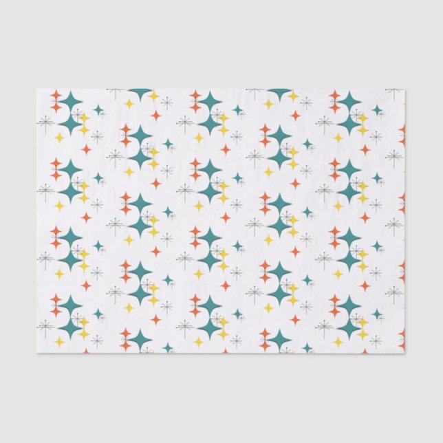 Moderne Atomzeitalter Sternexplosionen Türkis Seidenpapier (Vorderseite)
