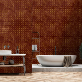 Moderne Auburn- und Faux-Gold-Abstrakte Geometrie Tapete