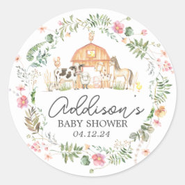 Moderne auf der Farm Baby Shower Invitation Classi Runder Aufkleber