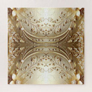 Moderne, aufwendige Gold-Blumen-Puzzle