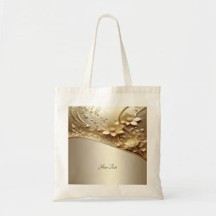 Moderne, aufwendige goldene Blumen-Tasche mit Perl Tragetasche