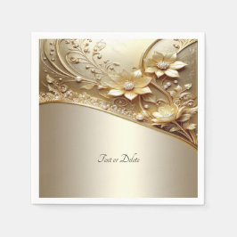 Moderne, aufwendige goldene Blumenmuster mit Perle Serviette