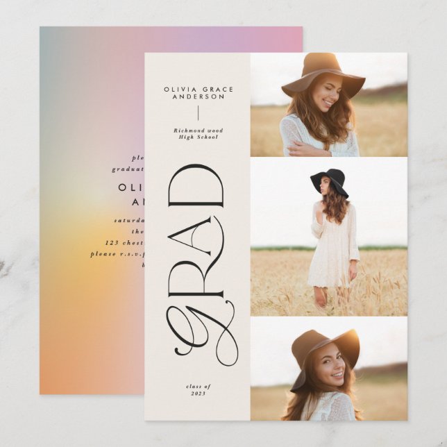 Moderne Aura pink farbige Typografie Multi-Foto (Vorne/Hinten)