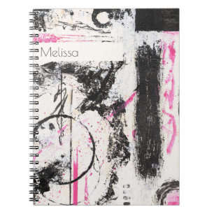 Moderne, ausdrucksstarke abstrakte rosa und schwar notizblock
