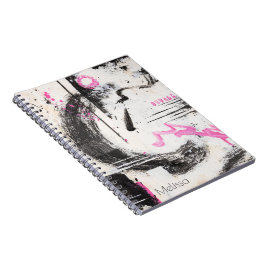 Moderne, ausdrucksstarke abstrakte rosa und schwar notizblock