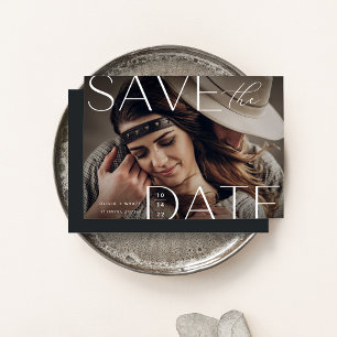 Moderne Aussage Horizontales Foto Save The Date
