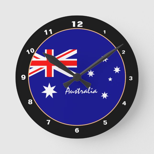 Moderne australische Flagge, Australien Zuhause /  Runde Wanduhr (Vorderseite)