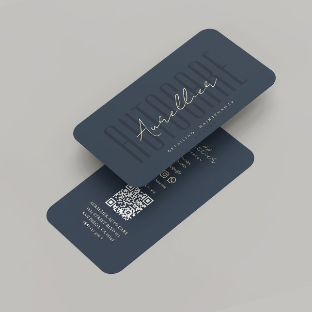 Moderne Auto-Pflegefahrzeuge Instandhaltung dunkel Visitenkarte (Modern Auto Care Car Repairs Maintenance Dark Blue Business Card
)
