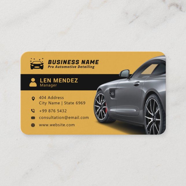Moderne Automobil-Detailinformationen | Gold Visitenkarte (Vorderseite)