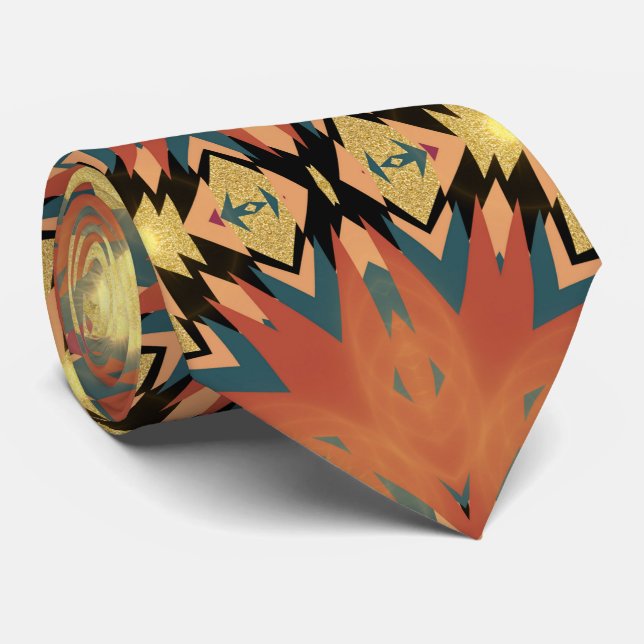 Moderne Azteken-Gold-Boho-Fusion Krawatte (Gerollt)