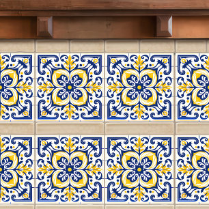 Moderne Azulejo Blau Gelb Portugiesisch Lissabon Fliese