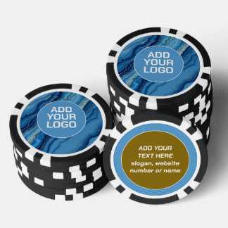 Moderne Azure Blue Gold Marmor Kollektion Pokerchips