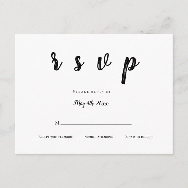 Moderne B&W Hochzeitskarten Postkarte (Vorderseite)