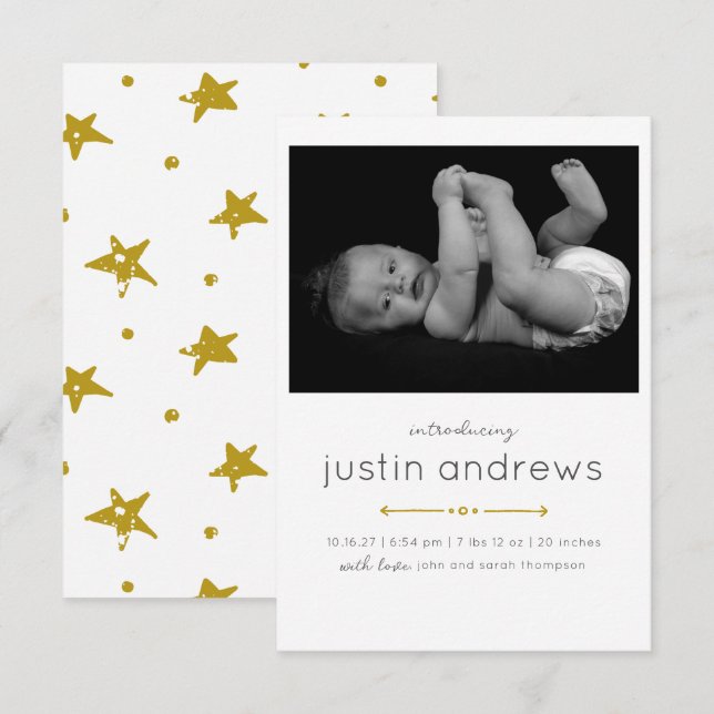 Moderne Baby Birth Announctions Card Ankündigung (Vorne/Hinten)