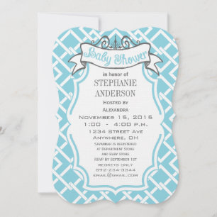 Moderne Baby Boy Geometric Square Pattern Dusche Einladung