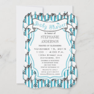 Moderne Baby Boy Niedlich Lamm Pattern Dusche Einladung