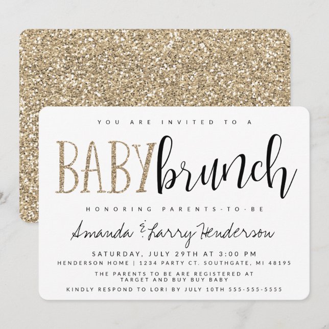 Moderne Baby Brunch Baby Dusche Einladung (Vorne/Hinten)