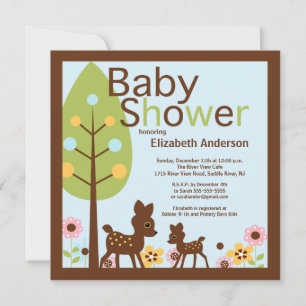 Moderne Baby Deer Boy Baby Dusche Einladung