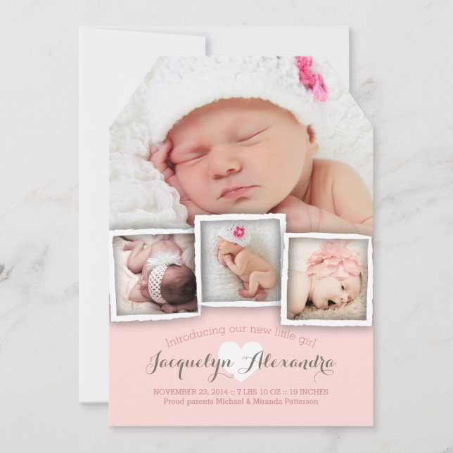 Moderne Baby Dreams Sweet Girl Birth Ankündigung (Vorderseite)