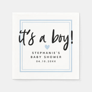 Moderne Baby Dusche Blau Es ist ein Junge Serviette